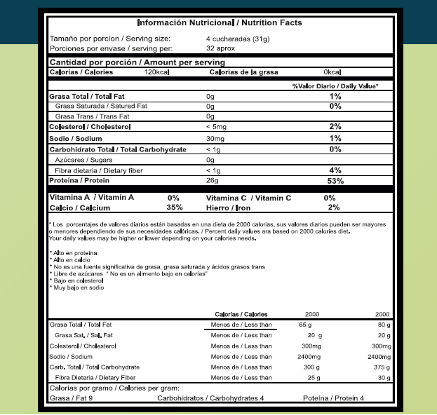 PROTEÍNA VAINILLA (CON ESTEVIA)X 1 KILO