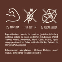 Ingredientes e información alergénica de Blondie Caramelo con Proteína Caja x 10