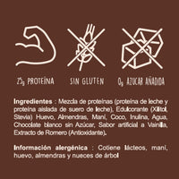 Ingredientes e información alergénica de Blondie Chocolate Blanco con Proteína Caja x 10
