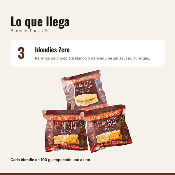 Qué incluye Blondies con Proteína Pack x 3