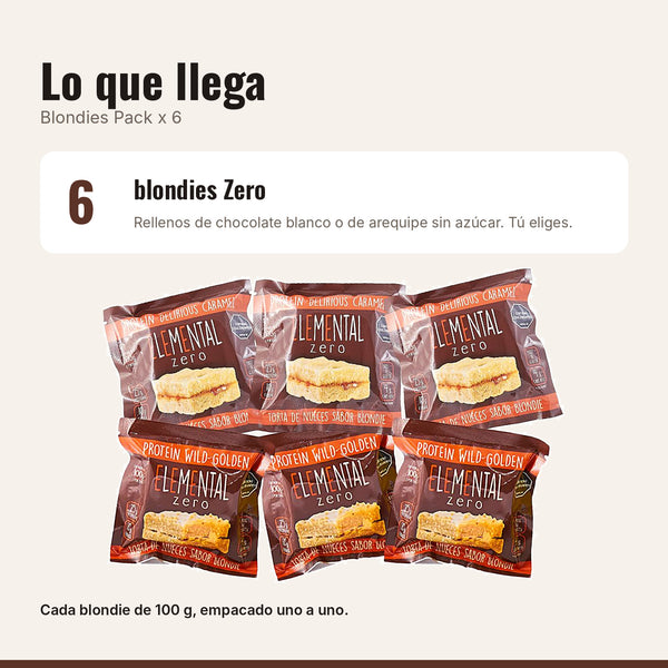 Qué incluye Blondies con Proteína Pack x 6