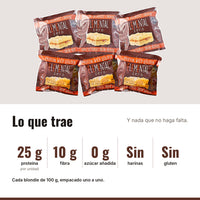 Blondies con Proteína Pack x 6: 25 g proteína, 10 g fibra, 0 g azúcar añadida, Sin harinas, Sin gluten