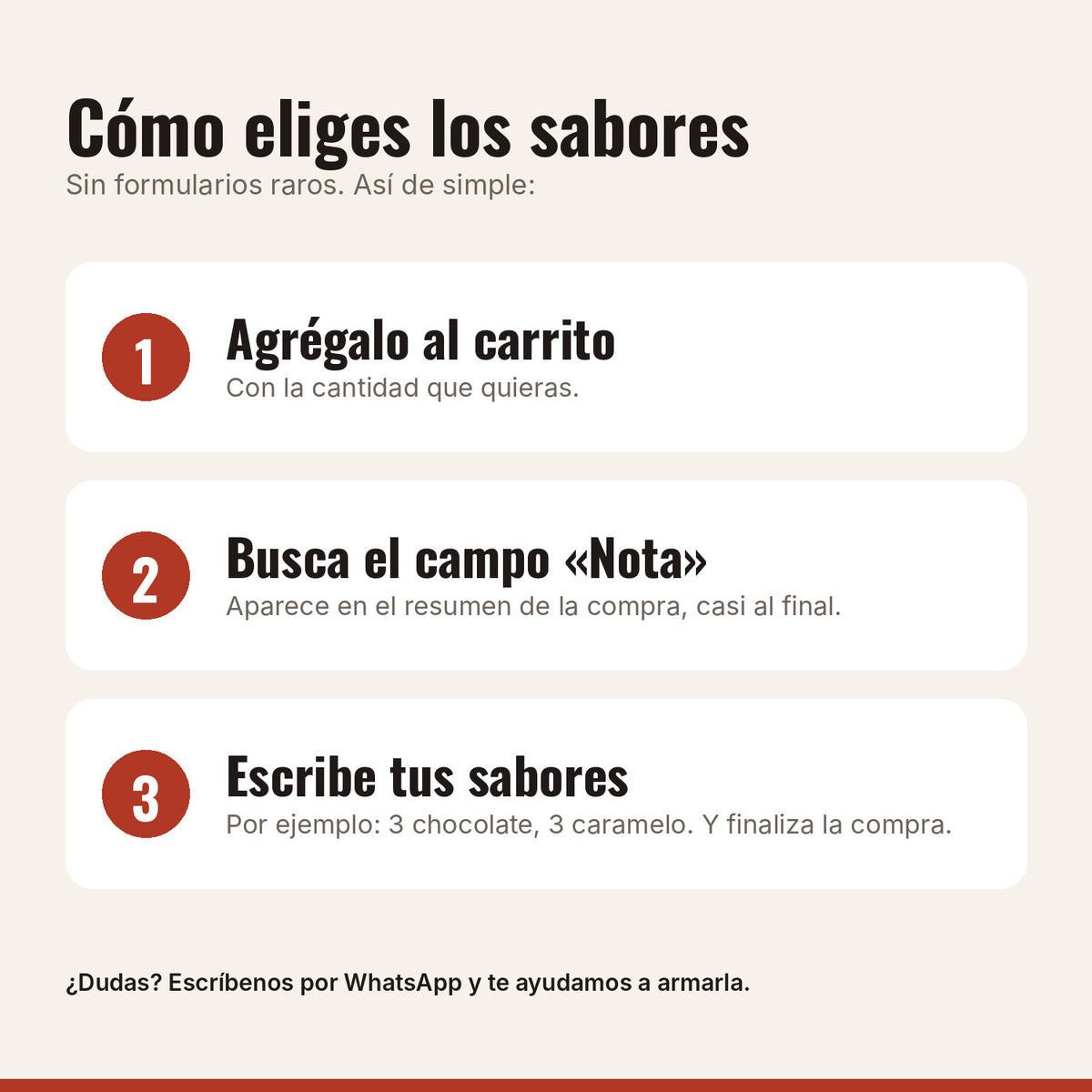 Cómo elegir los sabores de Brownies con Proteína Pack x 6 con el campo Nota