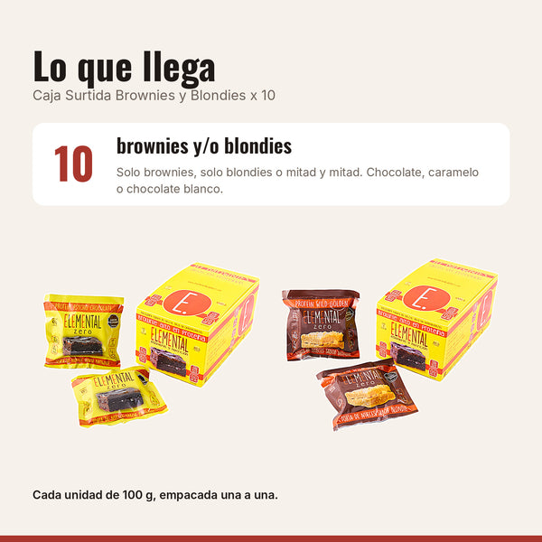 Qué incluye Caja Surtida Brownies y Blondies x 10