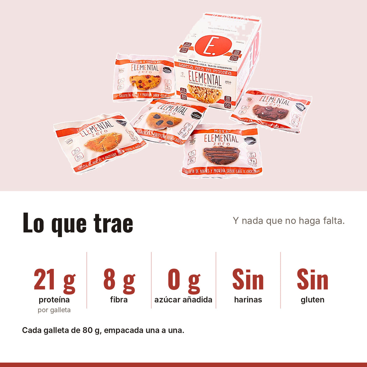 Caja Surtida de Galletas con Proteína x 10: 21 g proteína, 8 g fibra, 0 g azúcar añadida, Sin harinas, Sin gluten