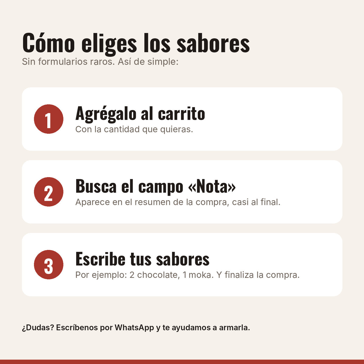 Cómo elegir los sabores de Caja Surtida de Galletas con Proteína x 10 con el campo Nota
