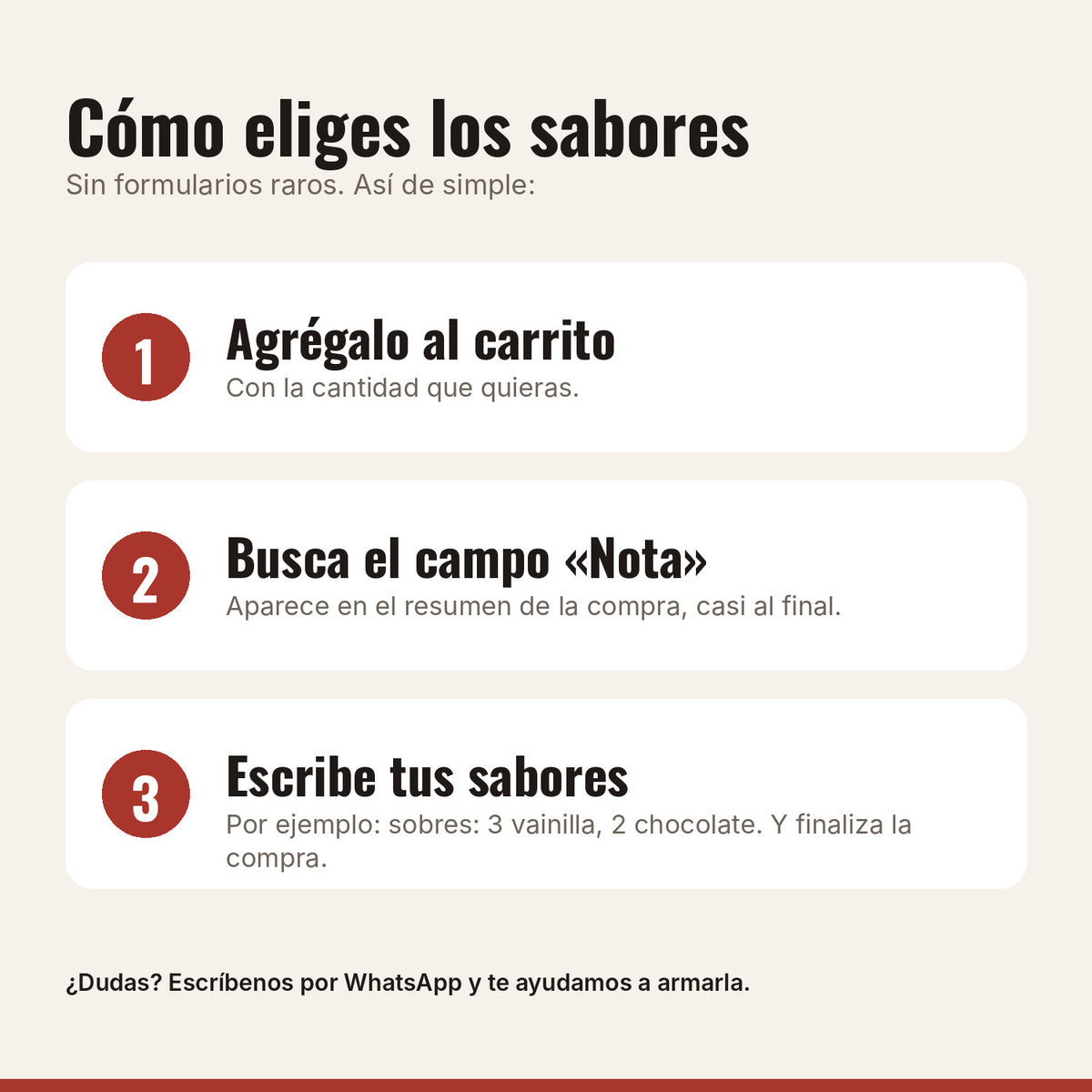 Cómo elegir los sabores de Caja Surtida: Lo Quiero Todo con el campo Nota