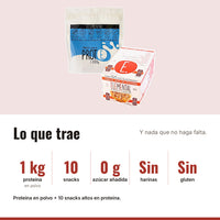 Combo En Forma: 1 kg proteína, 10 snacks, 0 g azúcar añadida, Sin harinas, Sin gluten