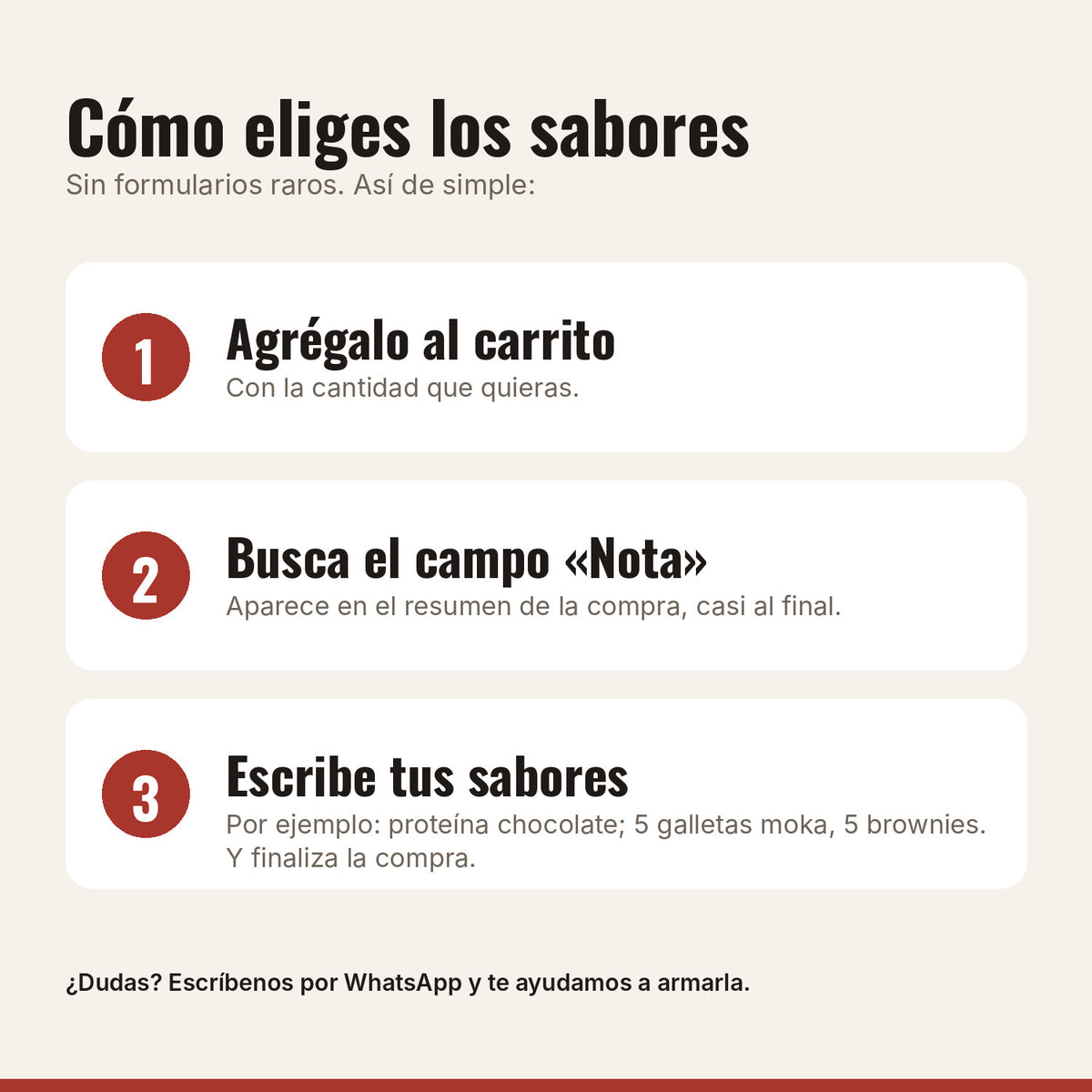 Cómo elegir los sabores de Combo En Forma con el campo Nota