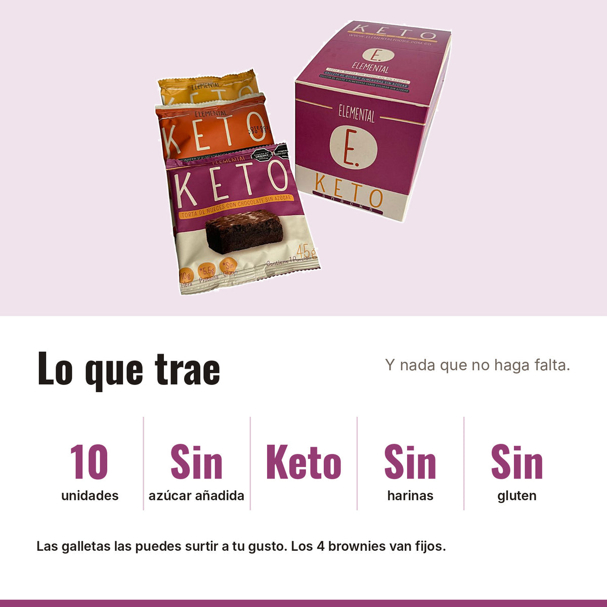Combo Keto x 10: 10 unidades, Sin azúcar añadida, Keto, Sin harinas, Sin gluten