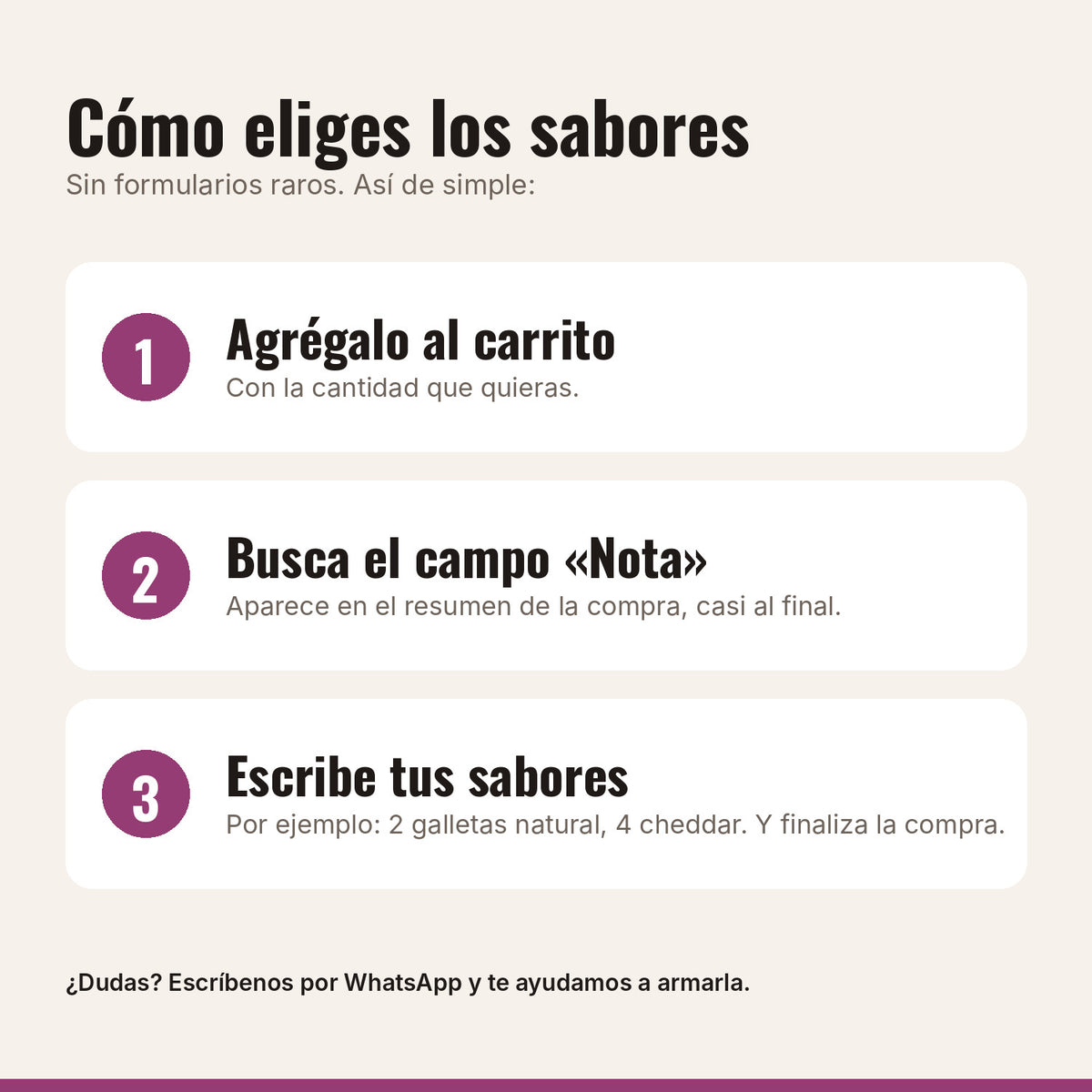 Cómo elegir los sabores de Combo Keto x 10 con el campo Nota