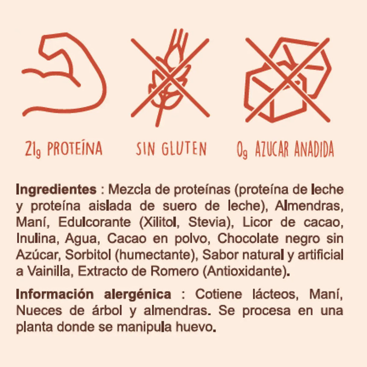 Ingredientes e información alergénica de Galleta Chocolate con Proteína Caja x 10