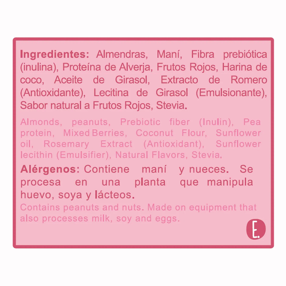 Ingredientes e información alergénica de Galleta Vegana Roots Frutos Rojos x 12