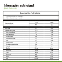 Tabla nutricional de Galleta Vegana Roots Limón x 12