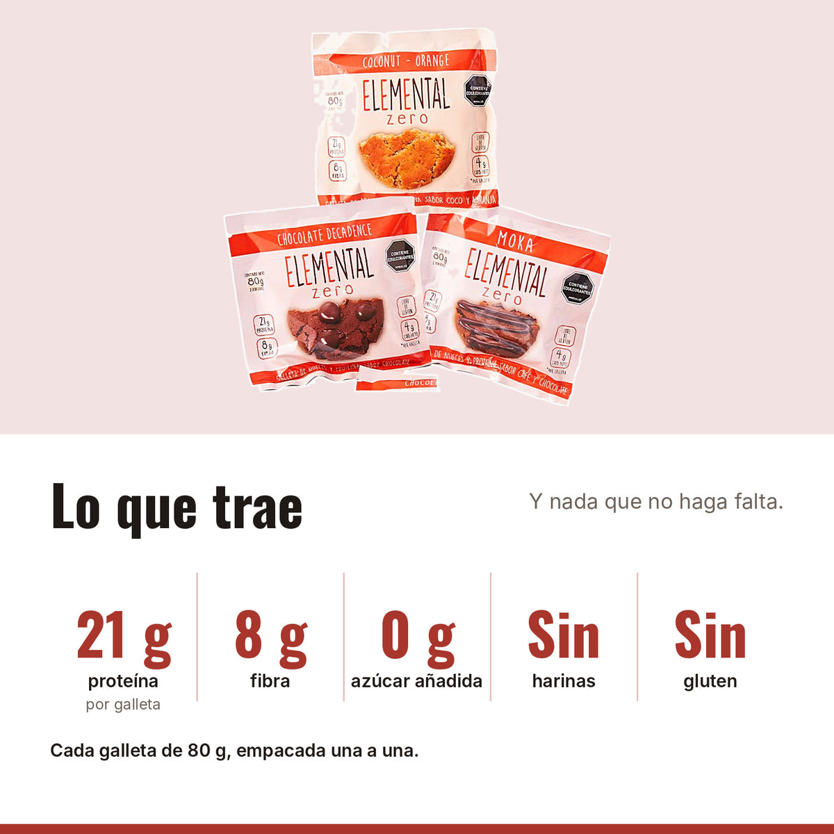 Galletas con Proteína Pack x 3: 21 g proteína, 8 g fibra, 0 g azúcar añadida, Sin harinas, Sin gluten