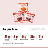 Galletas con Proteína Pack x 3: 21 g proteína, 8 g fibra, 0 g azúcar añadida, Sin harinas, Sin gluten