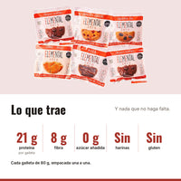 Galletas con Proteína Pack x 6: 21 g proteína, 8 g fibra, 0 g azúcar añadida, Sin harinas, Sin gluten