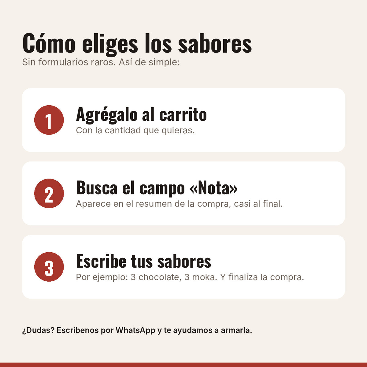 Cómo elegir los sabores de Galletas con Proteína Pack x 6 con el campo Nota