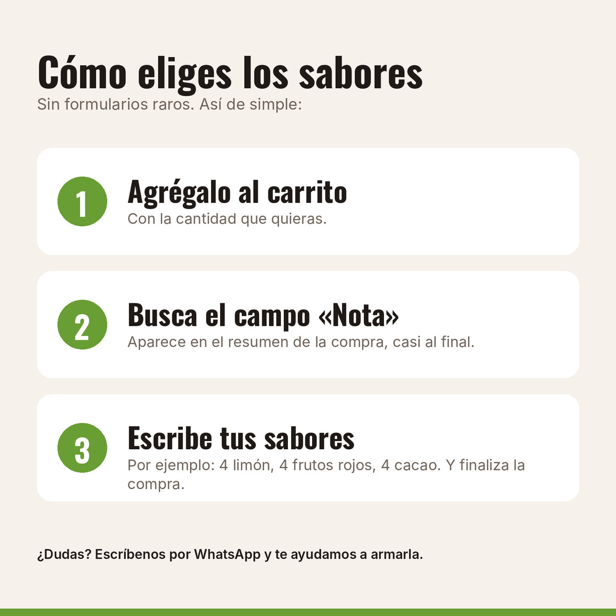 Cómo elegir los sabores de Galletas Veganas Roots Surtidas x 12 con el campo Nota