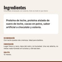 Ingredientes de la proteína chocolate