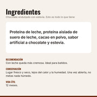 Ingredientes de la proteína chocolate