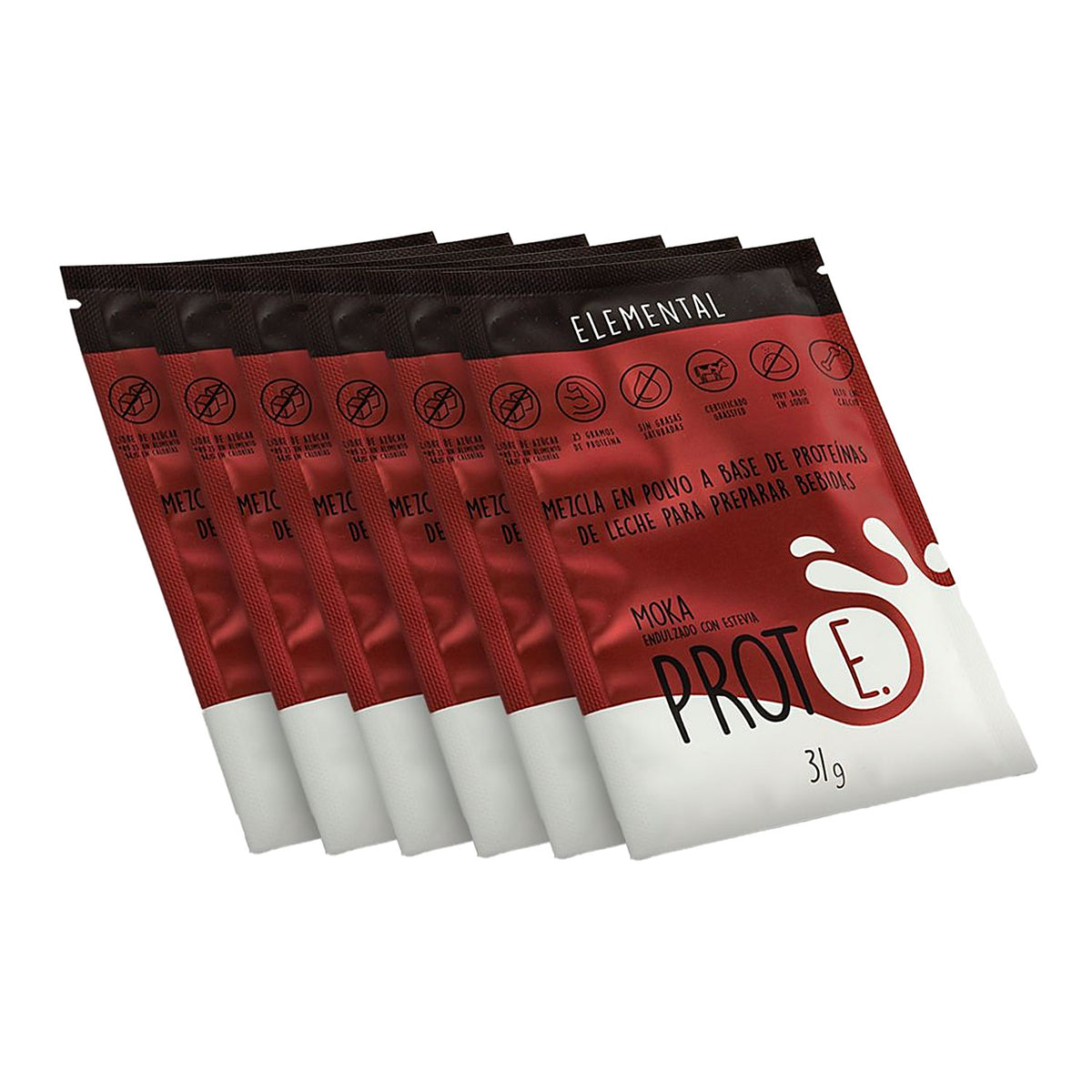 Six-pack de sobres de proteína Elemental Prote E. moka