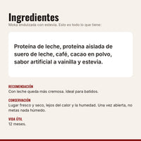 Ingredientes de la proteína moka