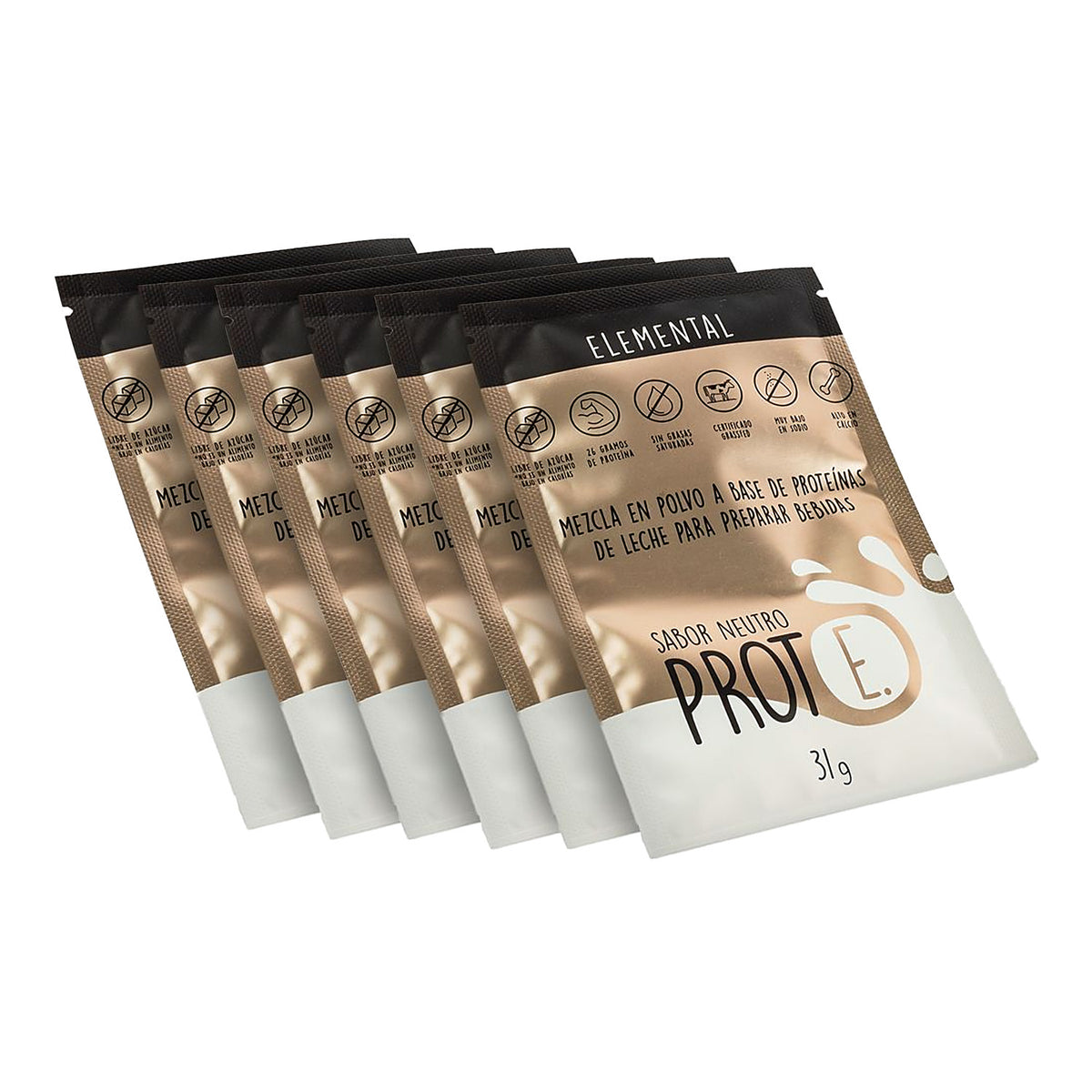 Six-pack de sobres de proteína Elemental Prote E. neutra