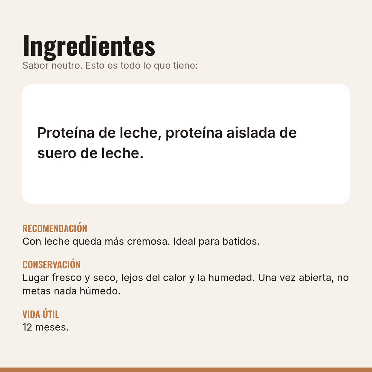 Ingredientes de la proteína neutra