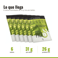 Six-pack de proteína vainilla con estevia: 6 sobres de 31 g