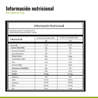 Tabla nutricional de la proteína vainilla con estevia