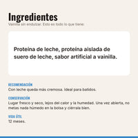 Ingredientes de la proteína vainilla sin endulzar