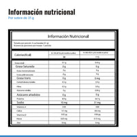 Tabla nutricional de la proteína vainilla sin endulzar
